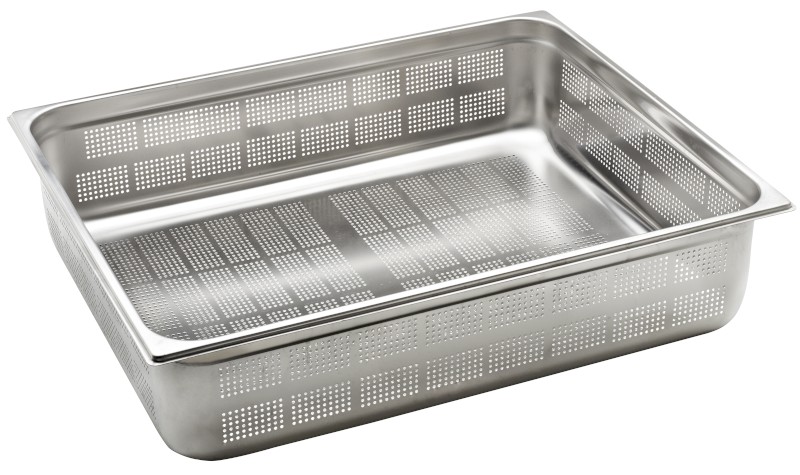 Gastronorm 1/1 h. 65 bordo piano. Teglia gastronorm in acciaio inox AISI  304 GN 1/1. Dim. 530x325 altezza 65 mm. Capacità 8,5 litri. Made in Italy.